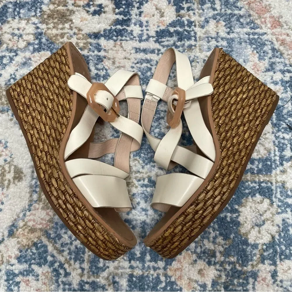 Louise et Cie Palina Platform Wedge Sandal - White Women’s Size 10